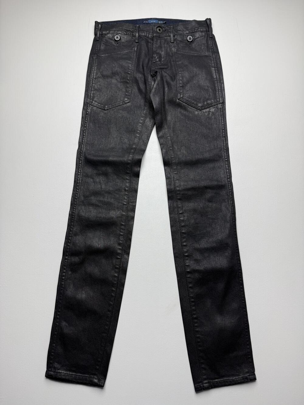 Ralph Lauren Jeans Womens 25 Black Coated Skinny Stretch Denim Pants Mid Rise